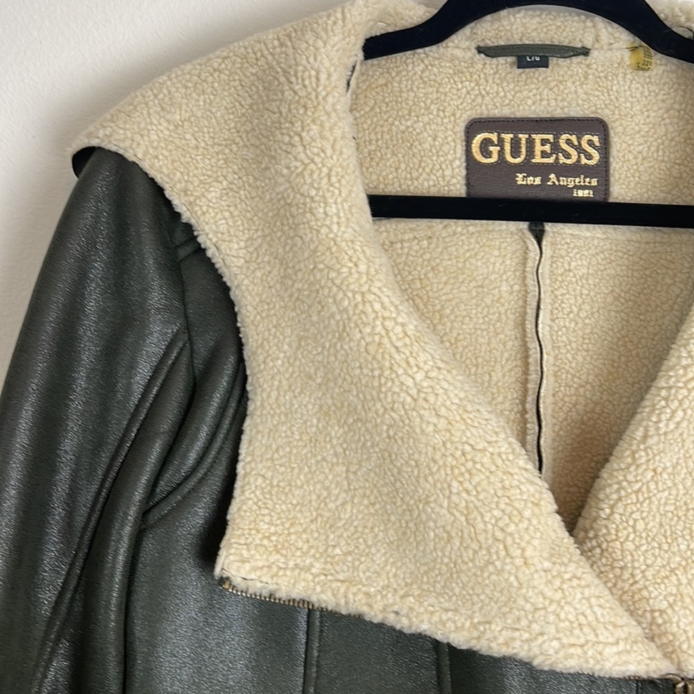 Guess Army Green and Tan Jacket NWOT - Picture 2 of 4